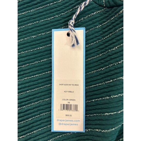 Draper James Short-Sleeve Knit Tee Dress Green Metallic NWT XS - Picture 5 of 5